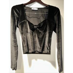 Hollister Medium Black Velvet Sweetheart Babydoll Whimsigoth Dark Romance